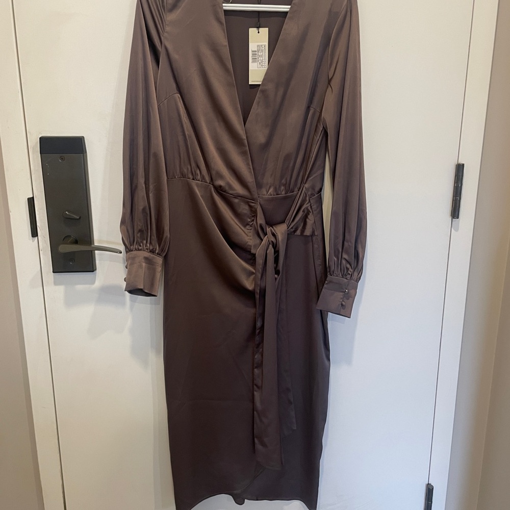 Never Fully Dressed Mink Vienna Midi Wrap Dress
